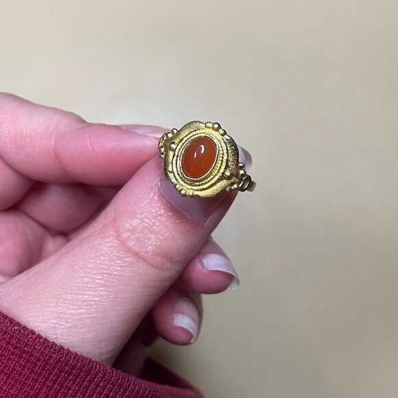 Handcrafted Vintage Carnelian Ring - Size 7 - Picture 2 of 4